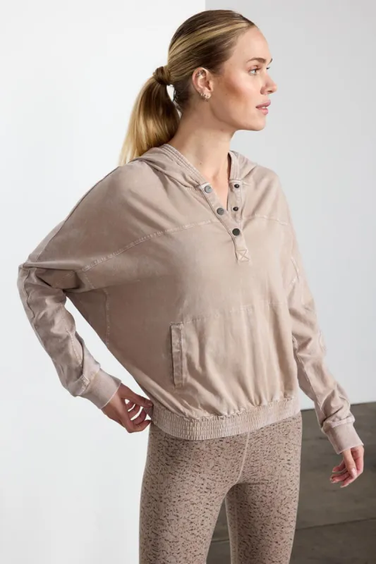 Amelia Washed Front Snap Hoodie made by MPG