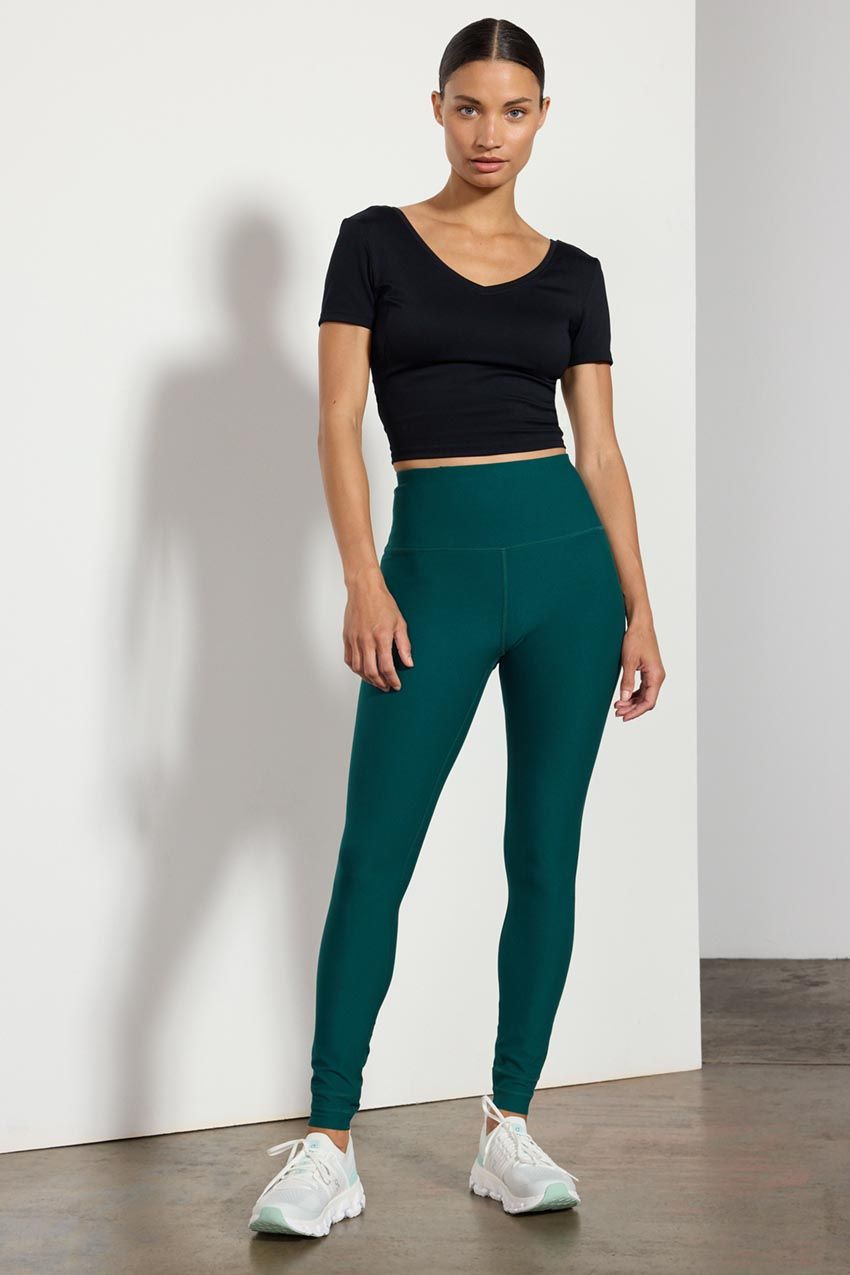 Explore Recycled Polyester High-Waisted Cut-To-Length Legging 27" Peached sold by MPG