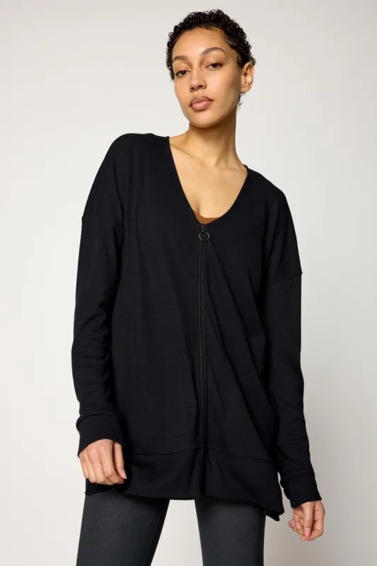 Symphony Recycled Polyester TENCEL™ Modal Ribbed Zip-Up Cardigan sold by MPG