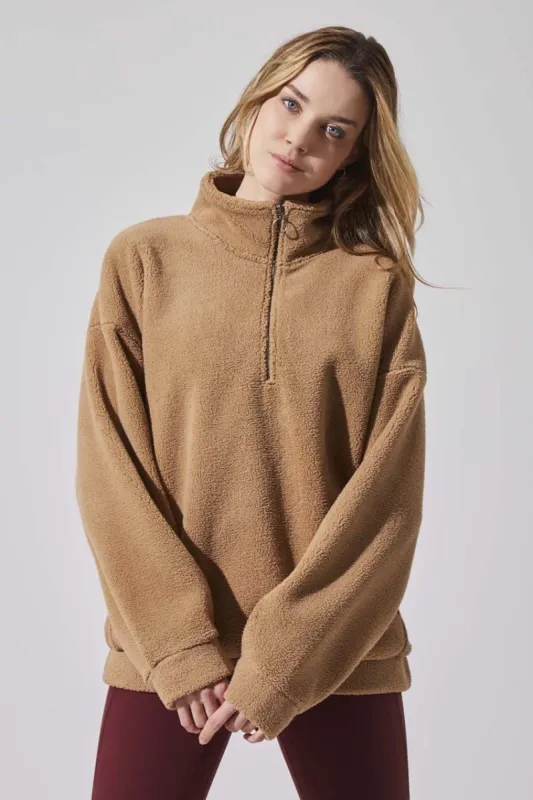 Dasha Berber Quarter-Zip Pullover made by Warehouse