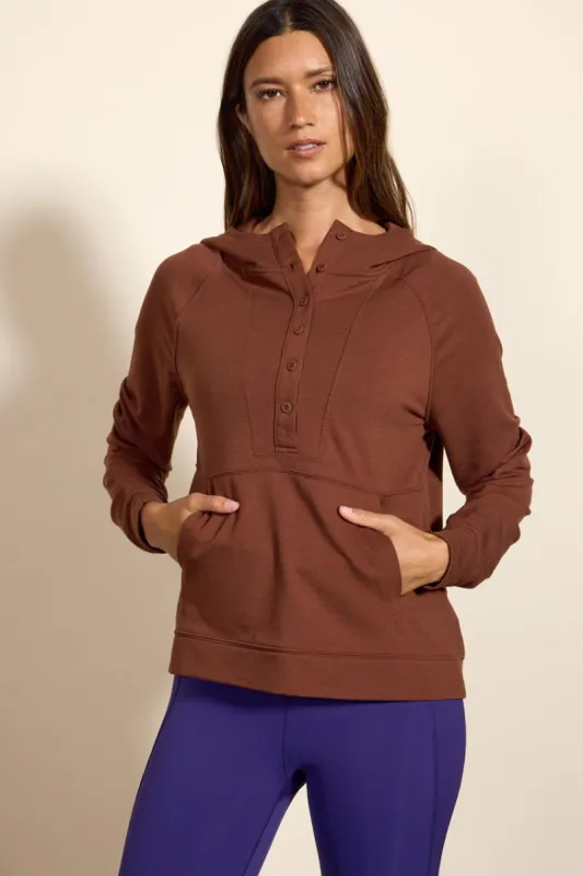 Serene Recycled Polyester TENCEL™ Modal Raglan Hoodie with Button Placket sold by MPG