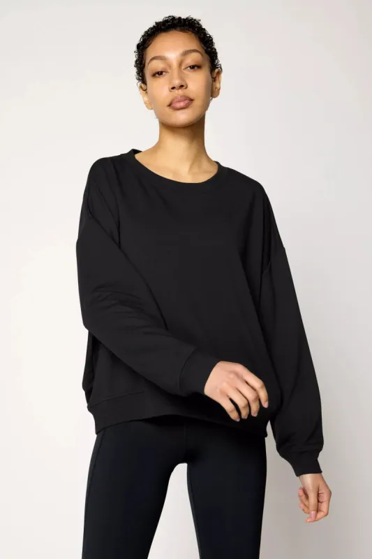 Modal Fleece Relaxed Crew - Black sold by MPG