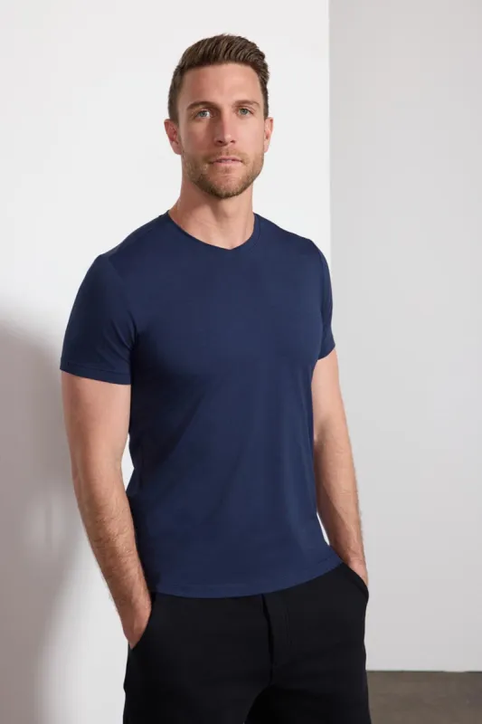 Pima Cotton V-Neck Tee - Deep Navy sold by MPG