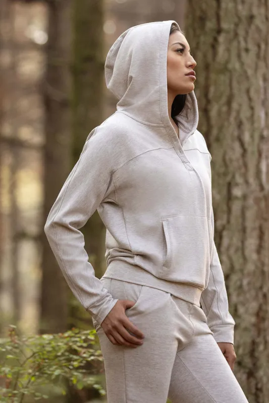 Serene Recycled Polyester TENCEL™ Modal Relaxed Hoodie with Placket sold by MPG