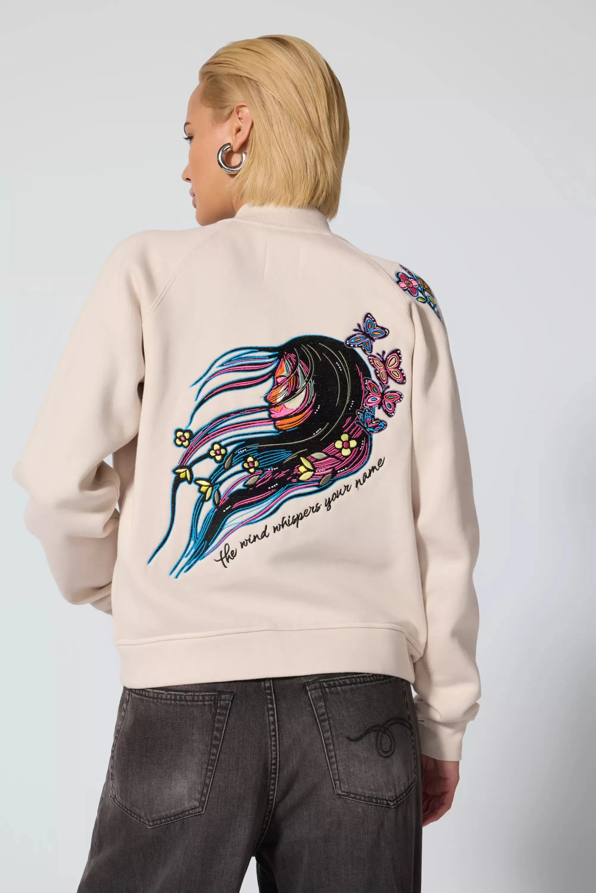 Comfort Fleece Embroidered Bomber Jacket - Stone sold by MPG product image thumbnail 4