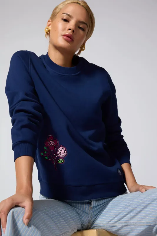 Comfort Fleece Embroidered Sweatshirt - Navy sold by MPG