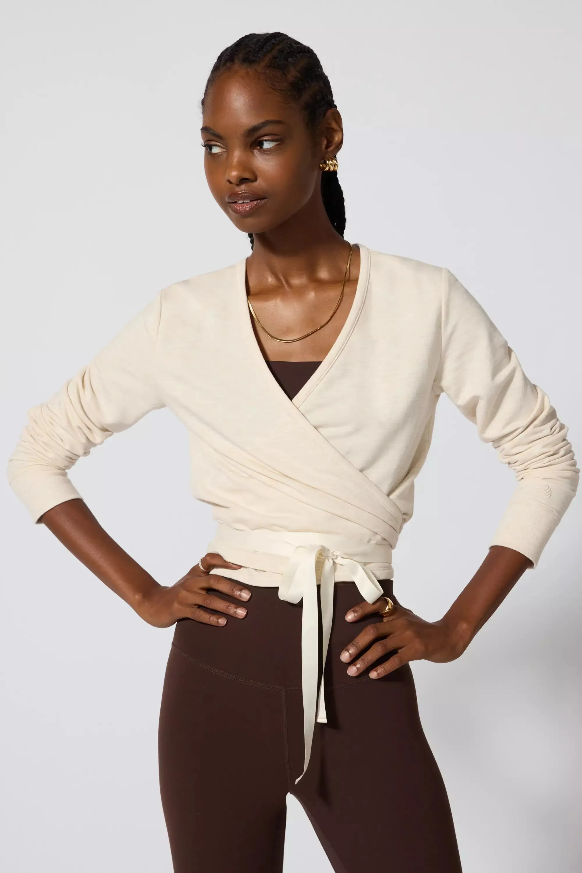 Ballet Wrap Sweatshirt - Htr Birch sold by MPG