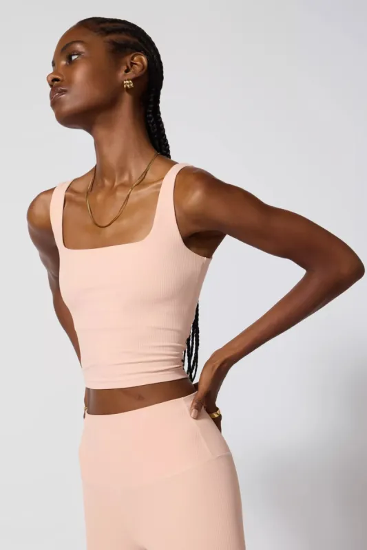 Ribbed Crop Tank - Rose Cloud sold by MPG