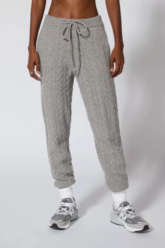 Cable Knit Jogger - Htr Steel Grey sold by MPG