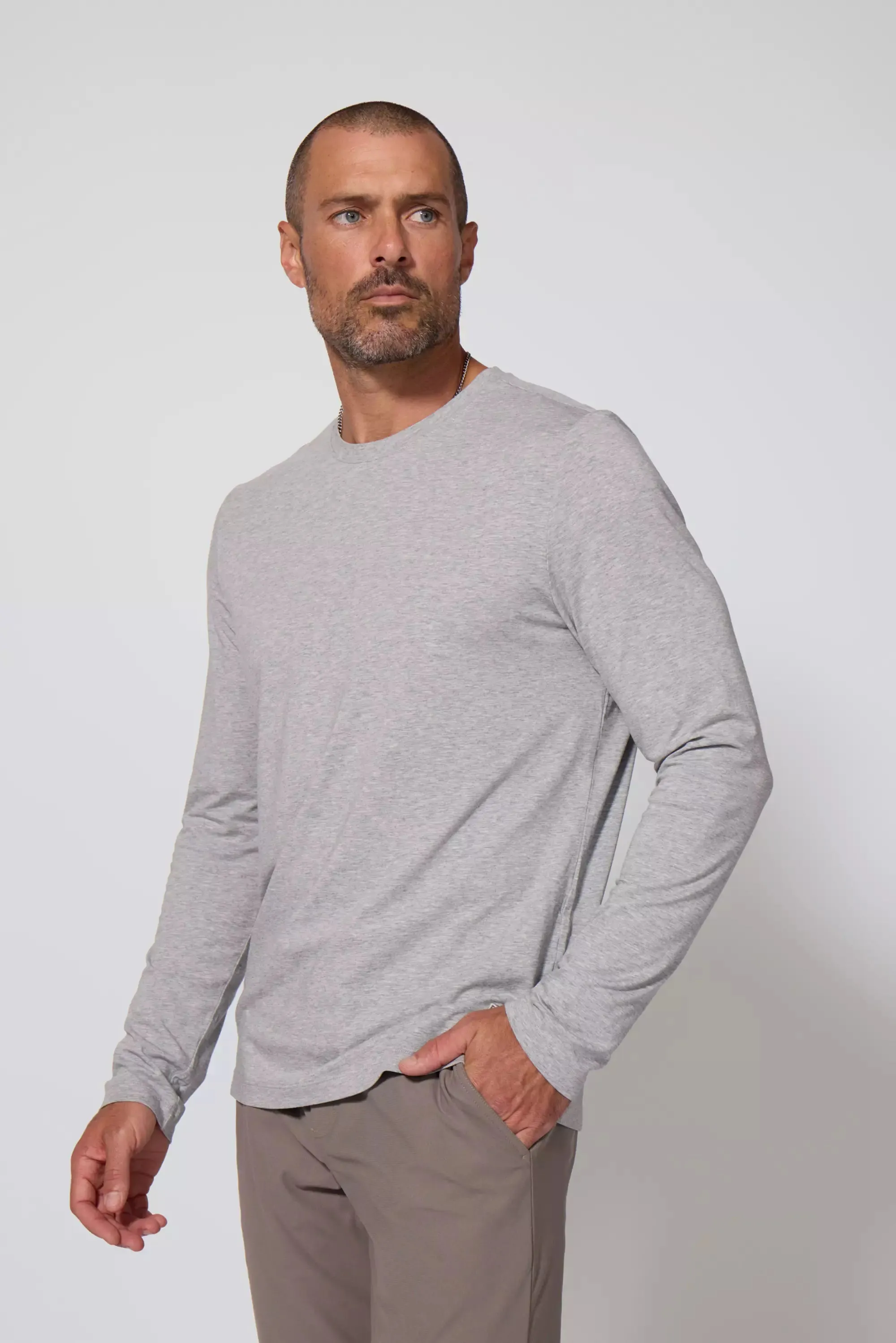 Pima Cotton Long Sleeve Tee - Htr Concrete sold by MPG