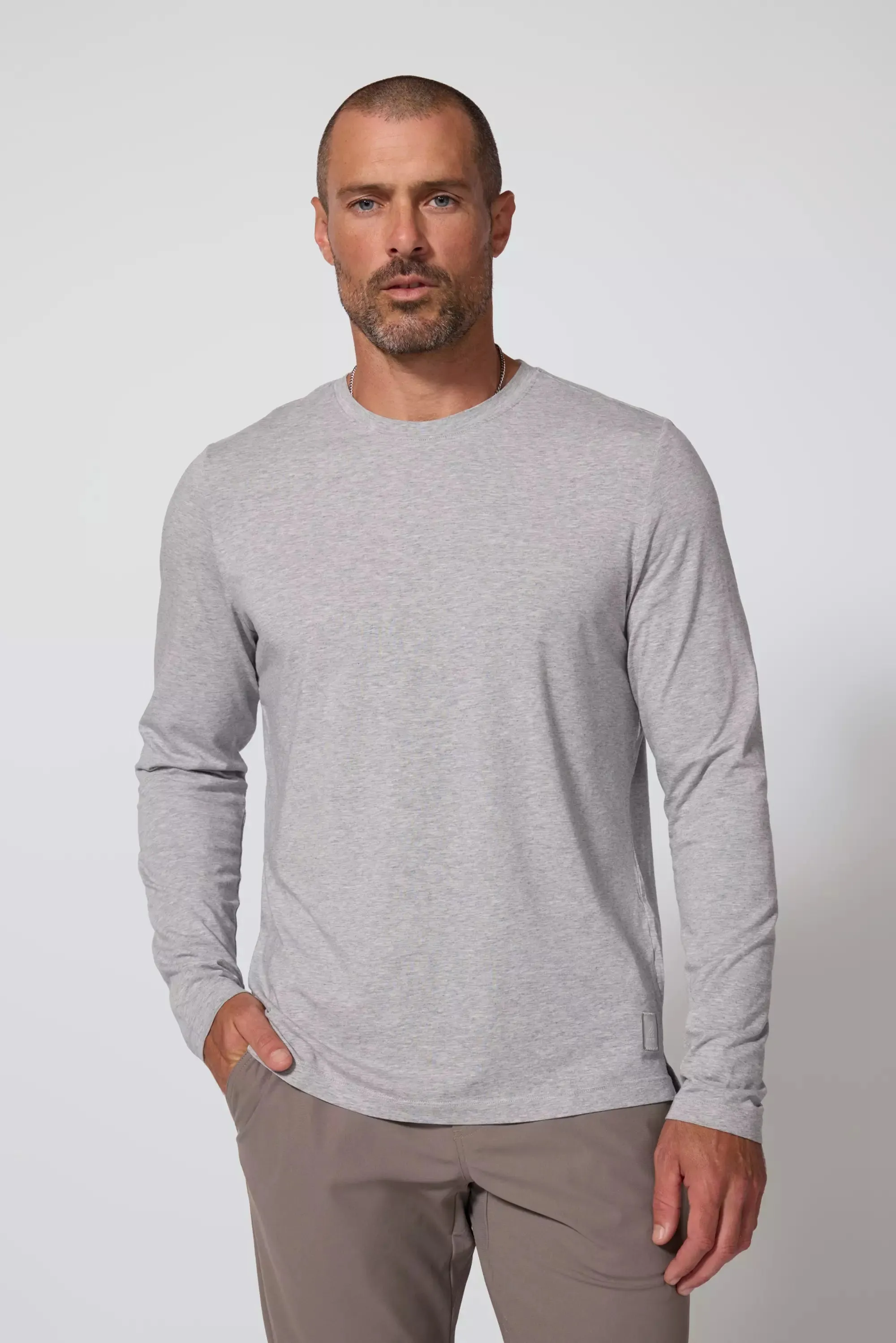 Pima Cotton Long Sleeve Tee - Htr Concrete sold by MPG product image thumbnail 4