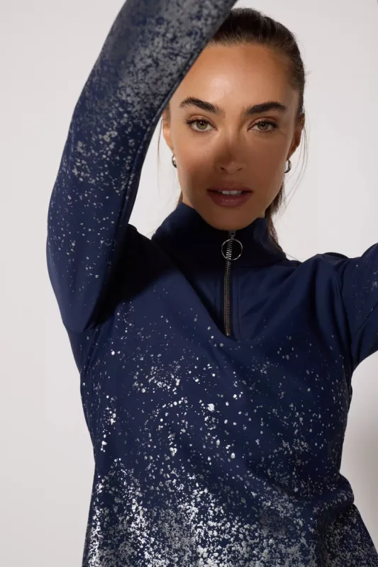 Foil Print Quarter Zip - Deep Navy sold by MPG