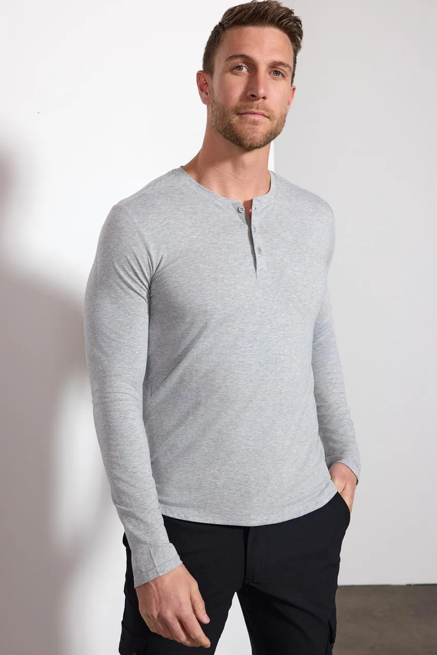 Pima Cotton Henley - Htr Concrete sold by MPG product image thumbnail 2