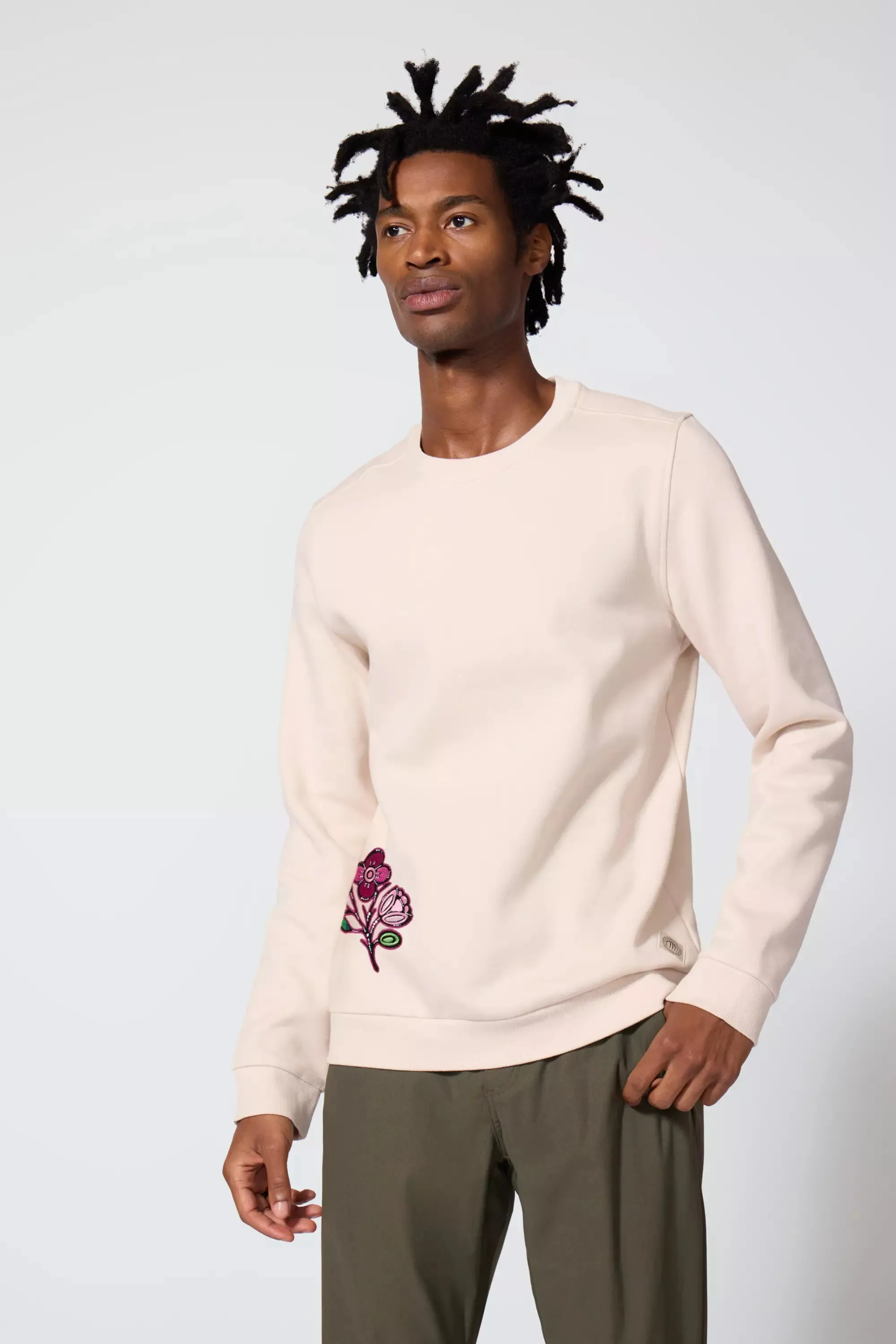 Comfort Men's Fleece Embroidered Sweatshirt - Stone sold by MPG