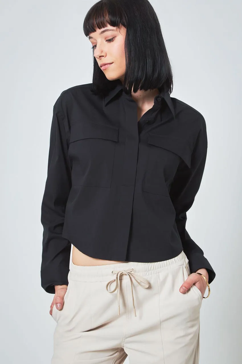 Suitable Cropped Shirt with Pockets sold by Mondetta