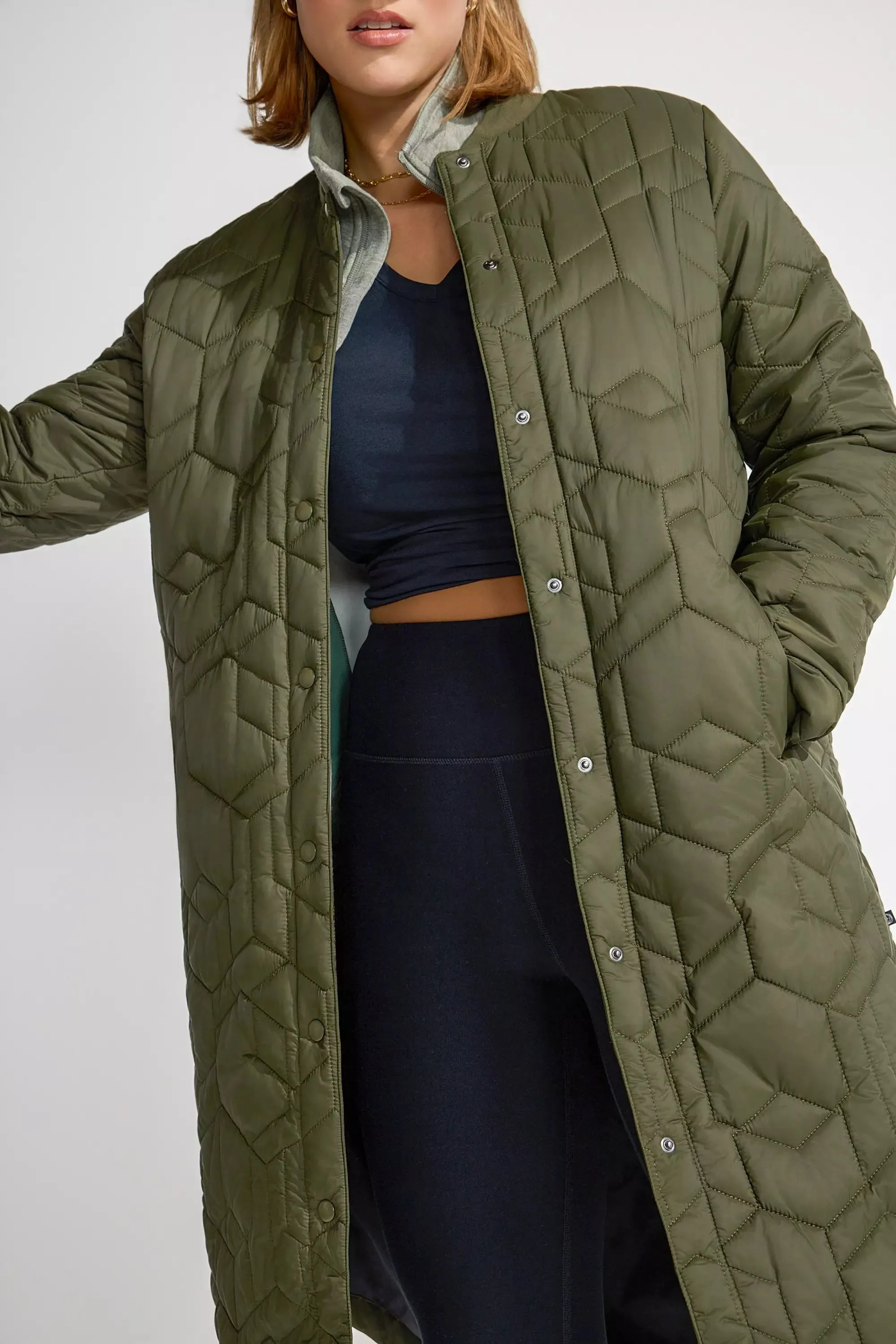 Women’s Longline Quilted Freezer Jacket sold by Mondetta product image thumbnail 4