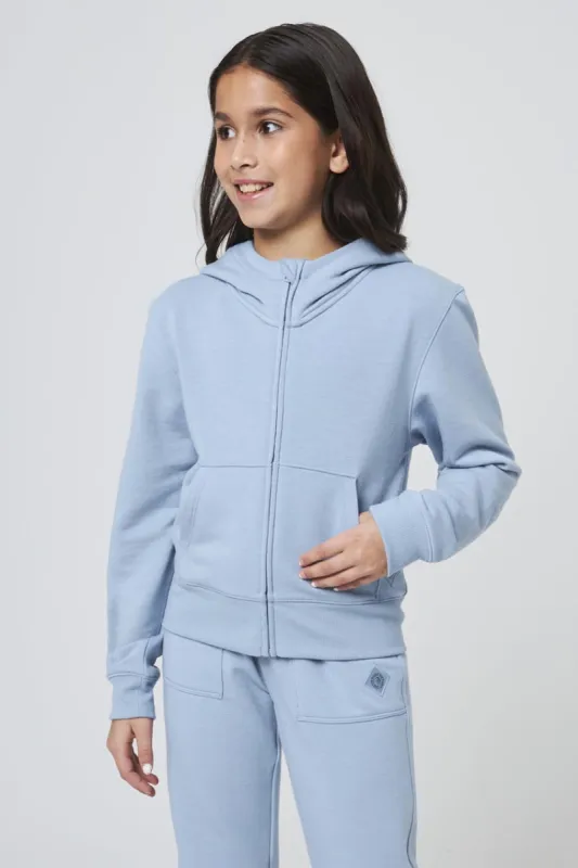 Serene Recycled Polyester TENCEL™ Cropped Girls’ Zip-Up Hoodie sold by Mondetta