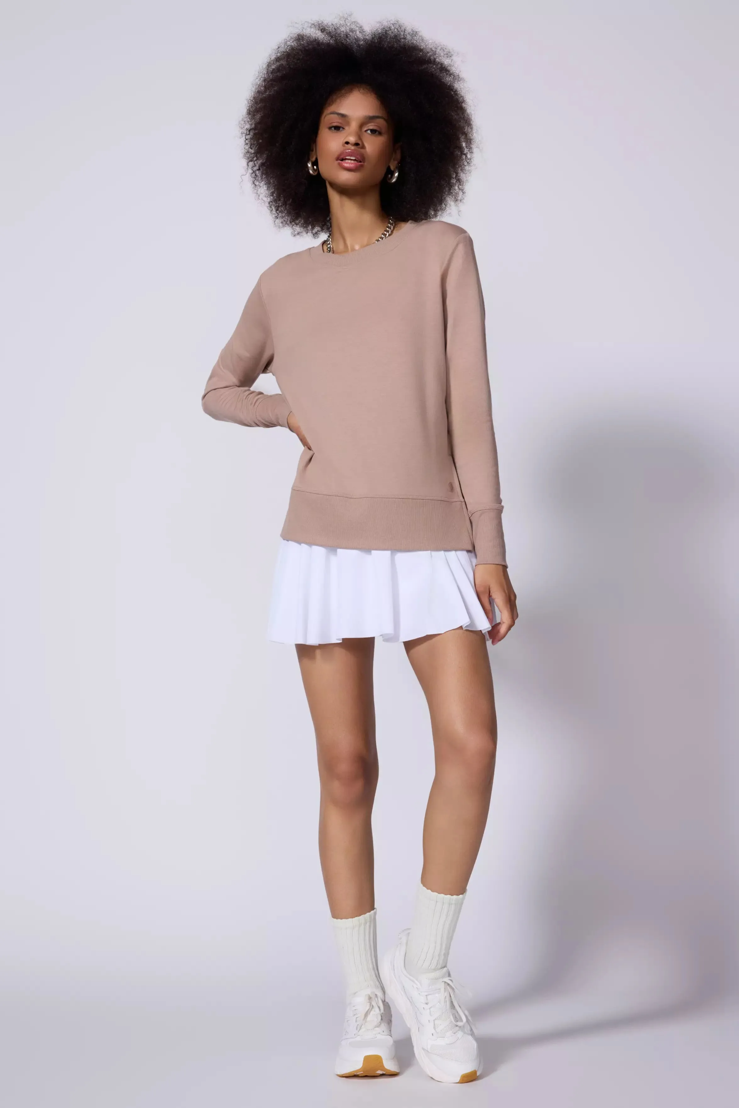 Modal Fleece Side Slit Pullover - Taupe sold by MPG product image thumbnail 2
