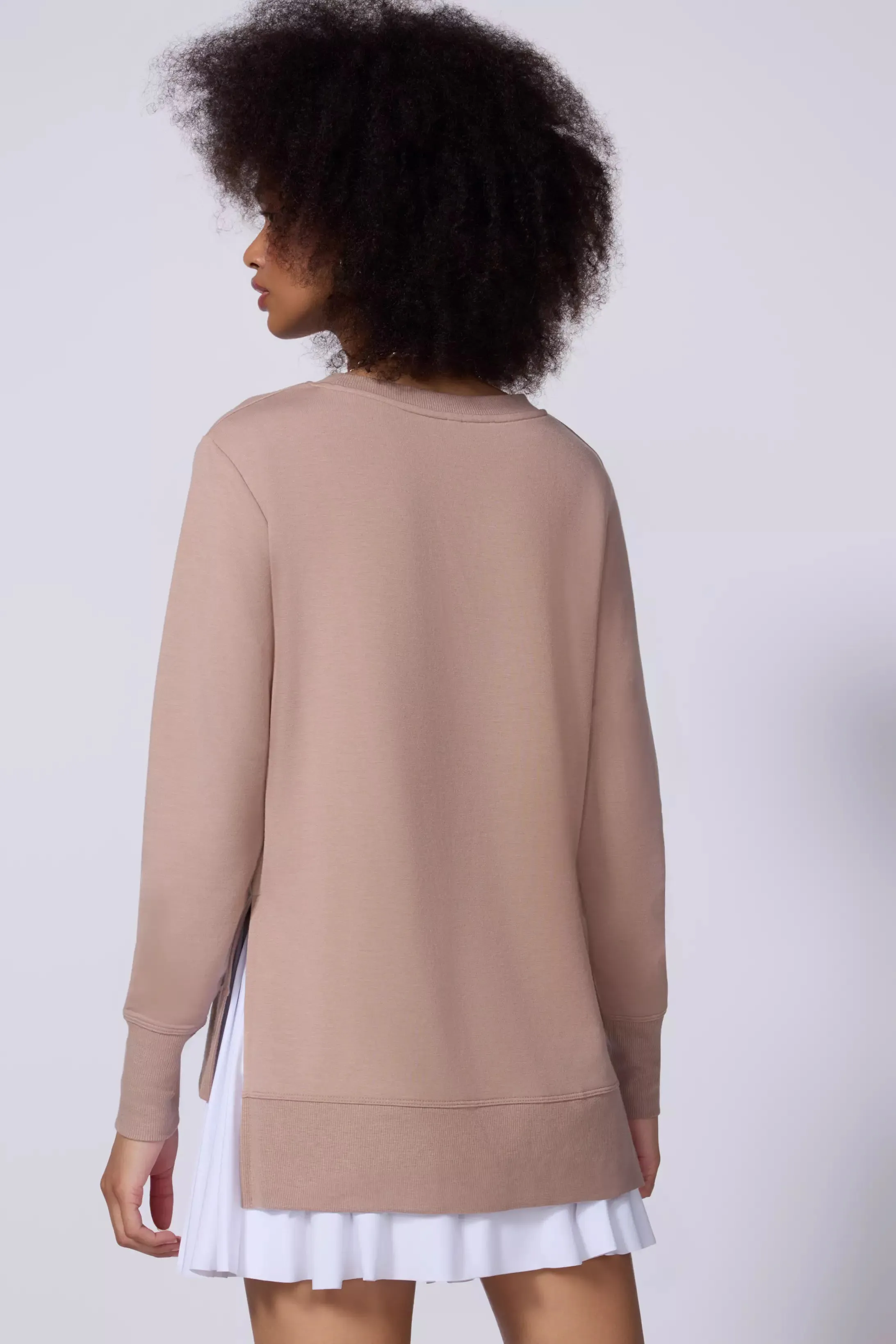 Modal Fleece Side Slit Pullover - Taupe sold by MPG product image thumbnail 3