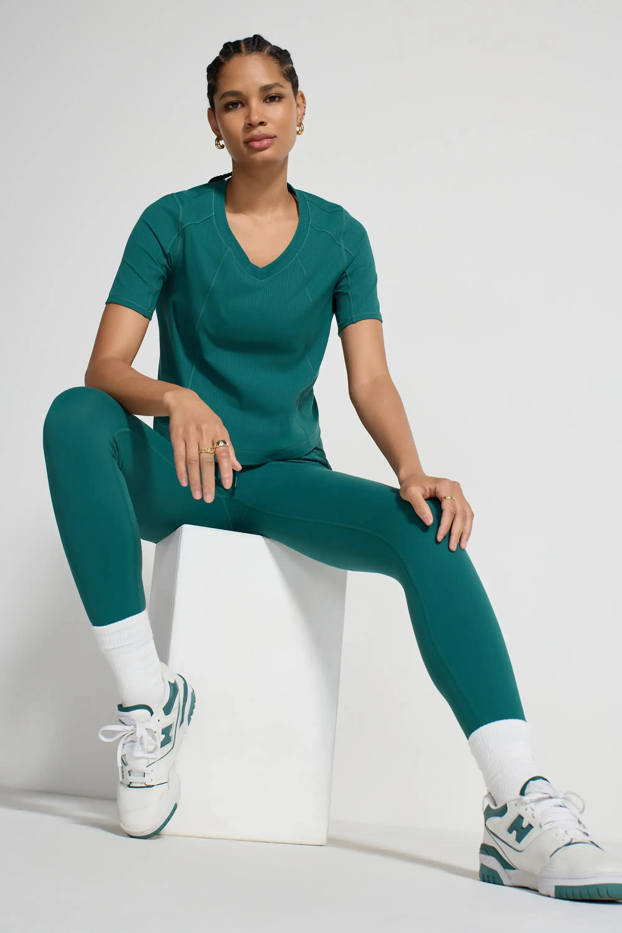 Ribbed Short Sleeve V-Neck Top sold by Mondetta product image thumbnail 2