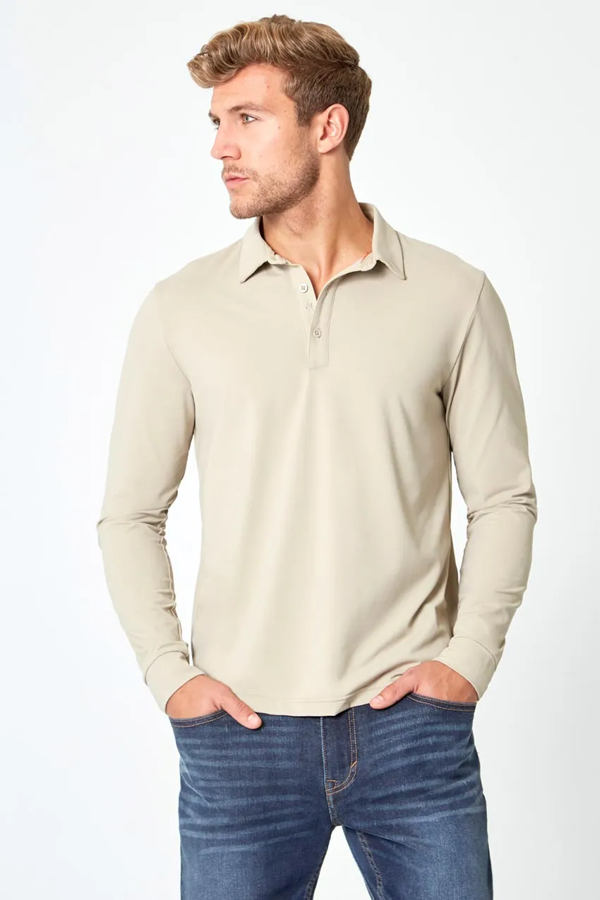 Endgame Sustainable Long Sleeve Polo - Simply Taupe sold by Mondetta product image thumbnail 2