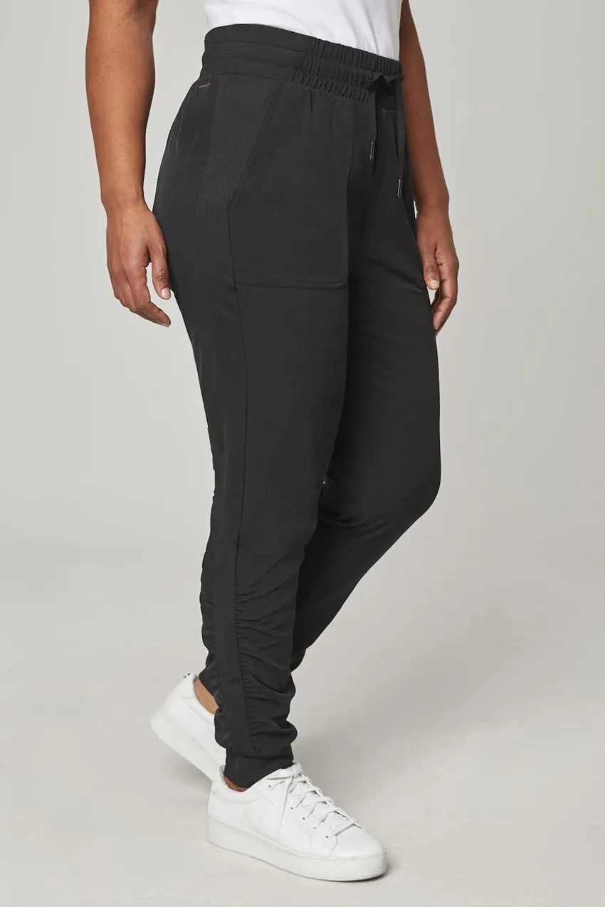 Women’s Woven Ruched Pant - Black sold by Mondetta