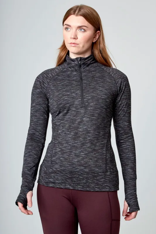 Space Dye Jacquard Half Zip - Black Combo sold by Mondetta
