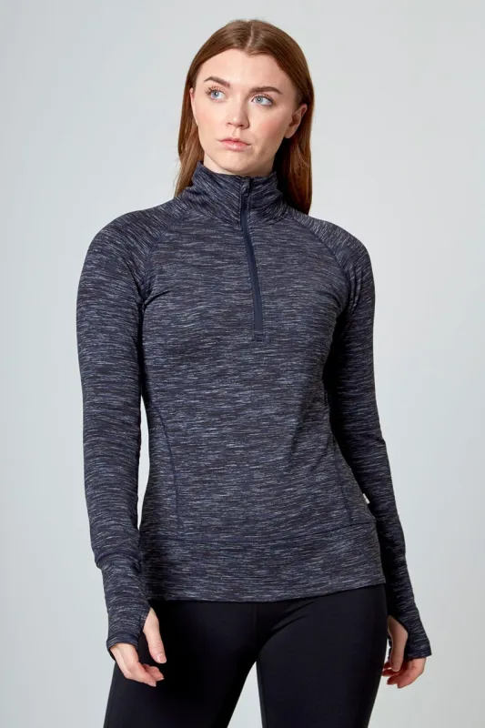 Space Dye Jacquard Half Zip - Dark Blue Combo sold by Mondetta
