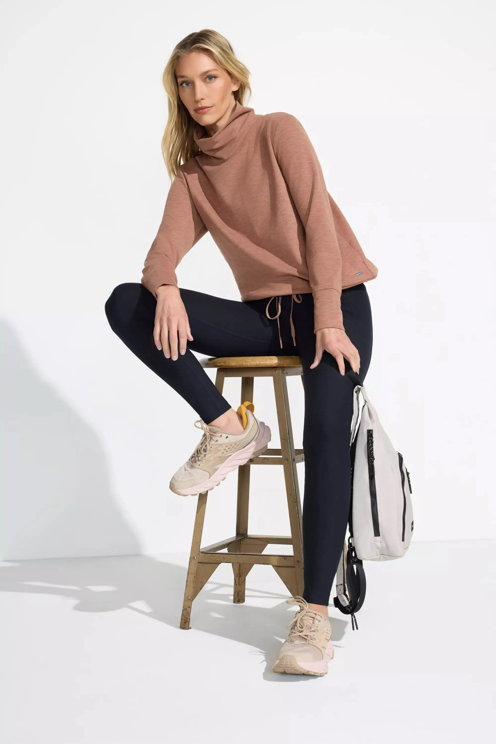 Women’s Space Dye Pullover Top - Brown Combo sold by Mondetta product image thumbnail 2