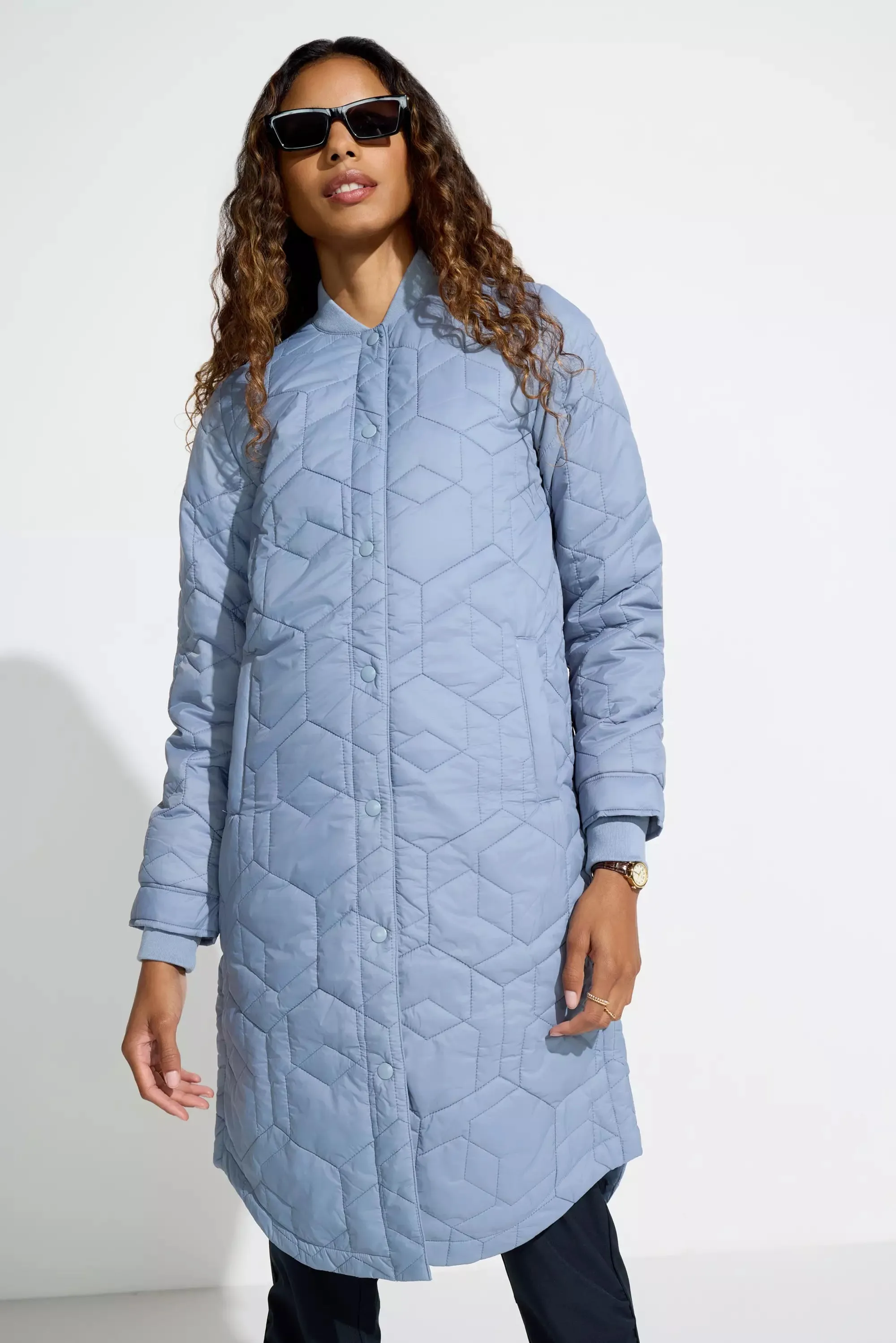 Women’s Longline Quilted Freezer Jacket - Tradewinds (Blue) sold by Mondetta product image thumbnail 3
