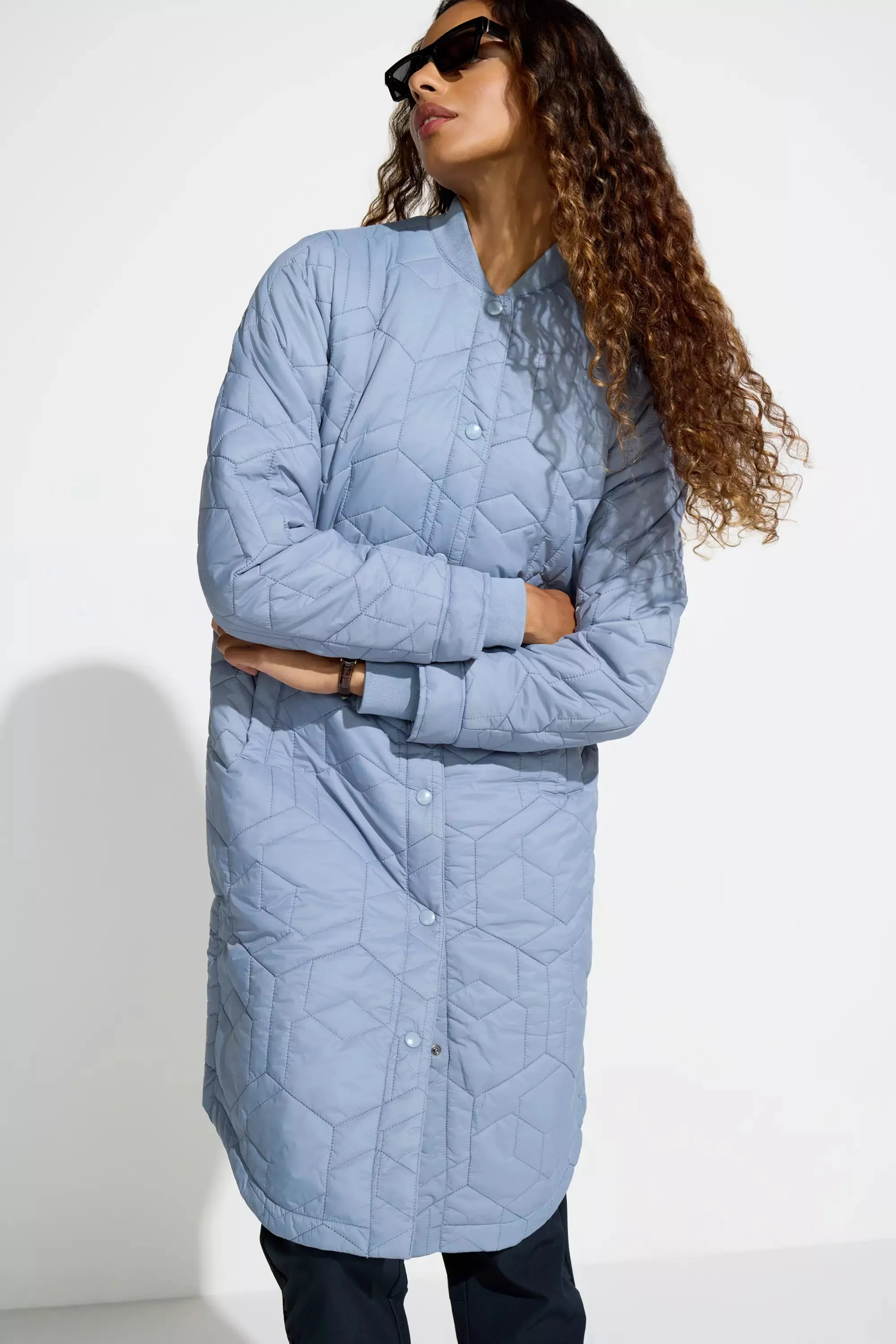 Women’s Longline Quilted Freezer Jacket - Tradewinds (Blue) sold by Mondetta product image thumbnail 2