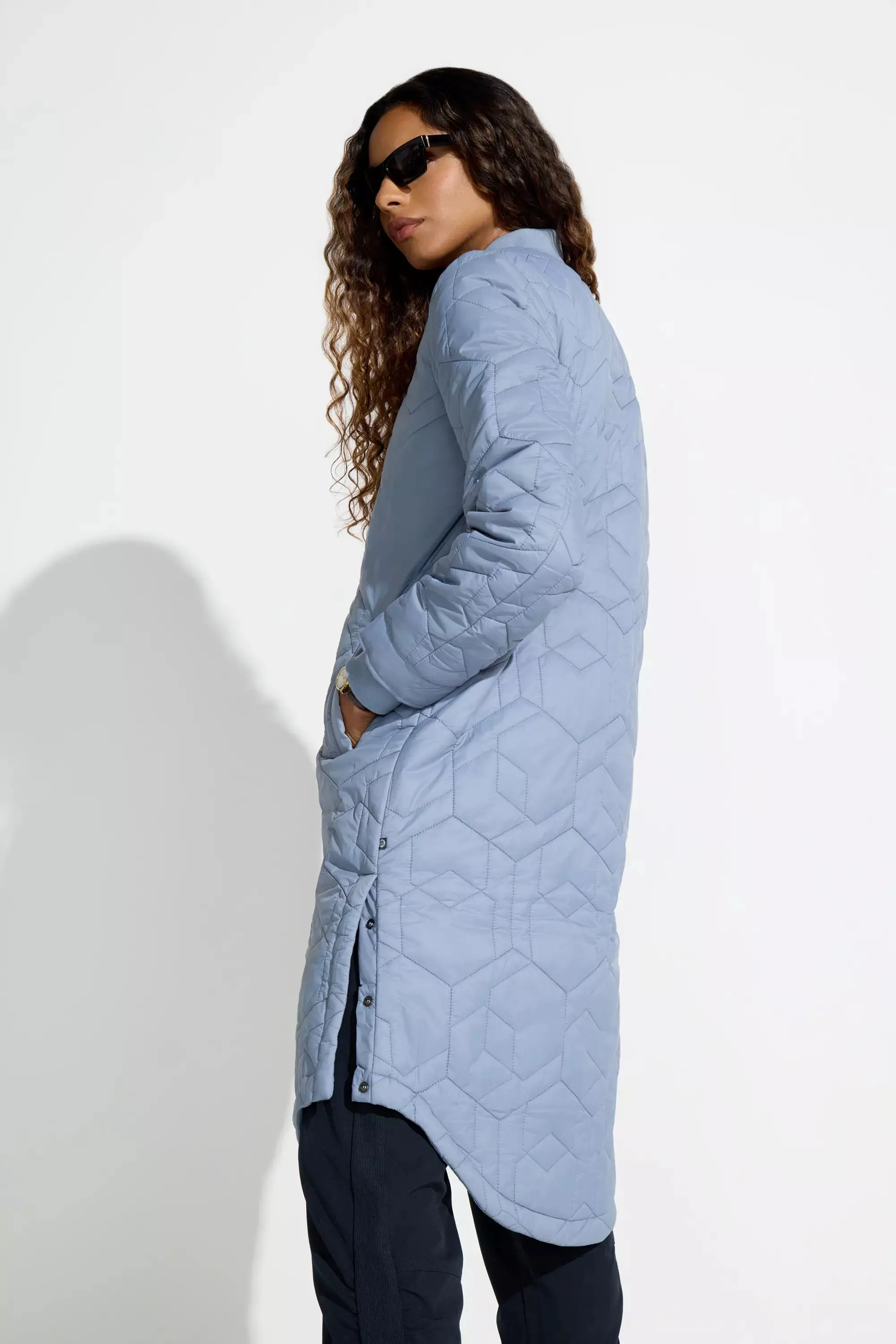 Women’s Longline Quilted Freezer Jacket - Tradewinds (Blue) sold by Mondetta product image thumbnail 4