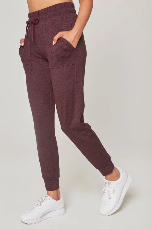 Women’s Melange Peached Jogger - Wine Tasting Melange sold by Mondetta