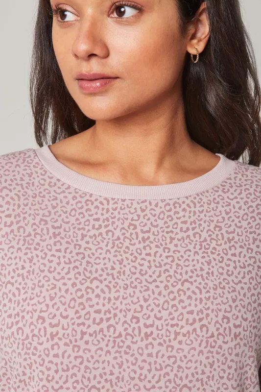 Women’s Printed Active Sweatshirt - Elderberry (Leopard) sold by Mondetta