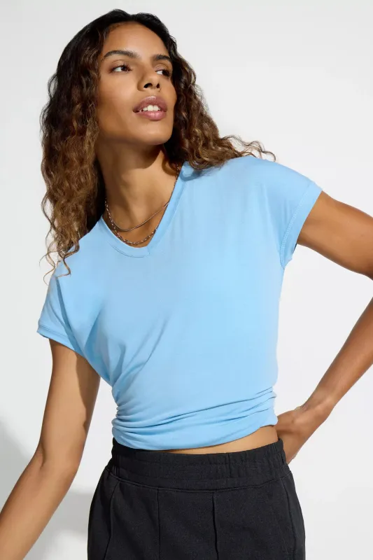 Women’s V-Neck Short Sleeve Tee - Dusk Blue sold by Mondetta