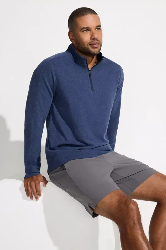 Men's Knit 1/4 Zip Pullover - Blue sold by Mondetta