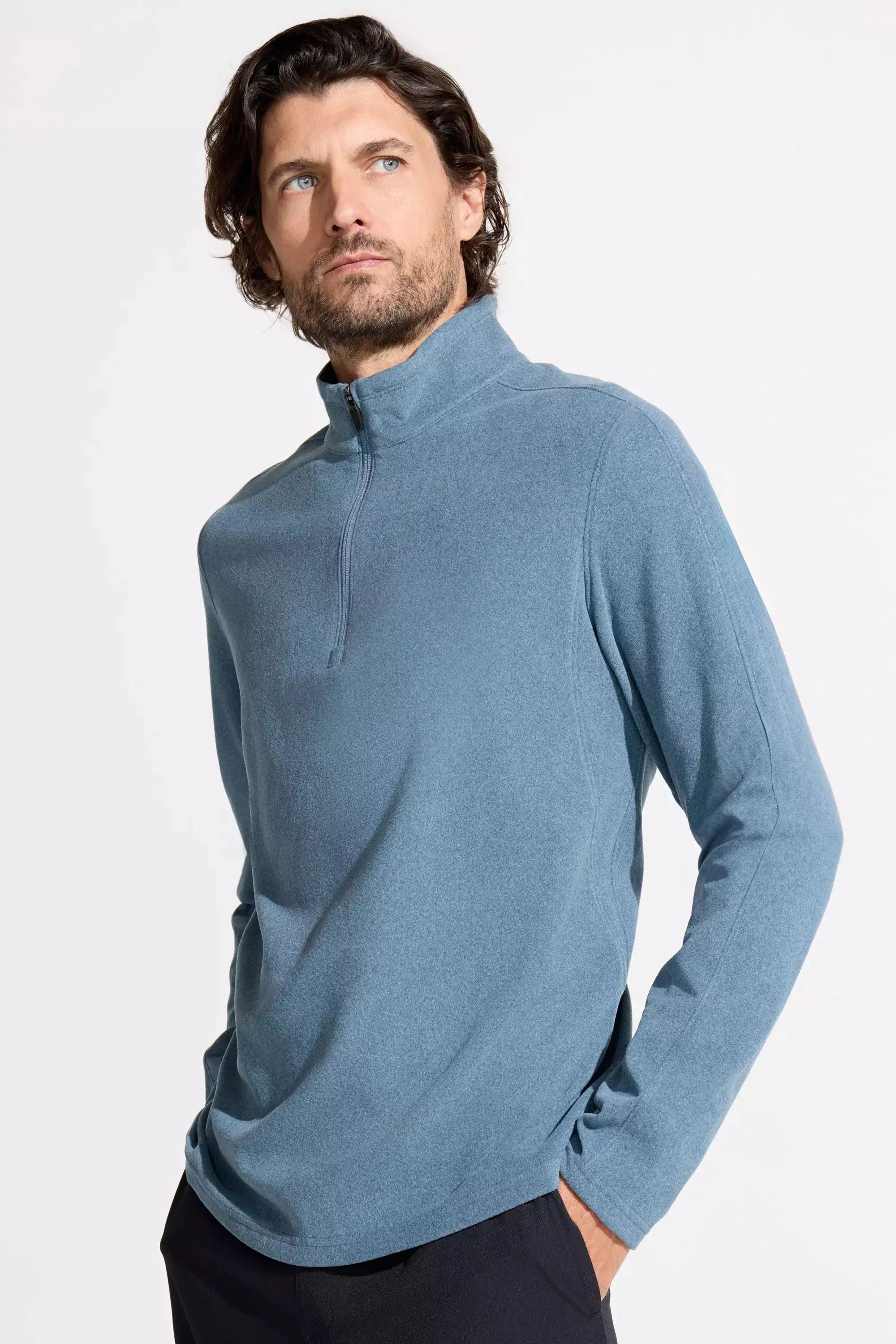 The Soft Stretch GRS Certified Recycled Poly 1/4 Zip - Indian Teal sold by Mondetta