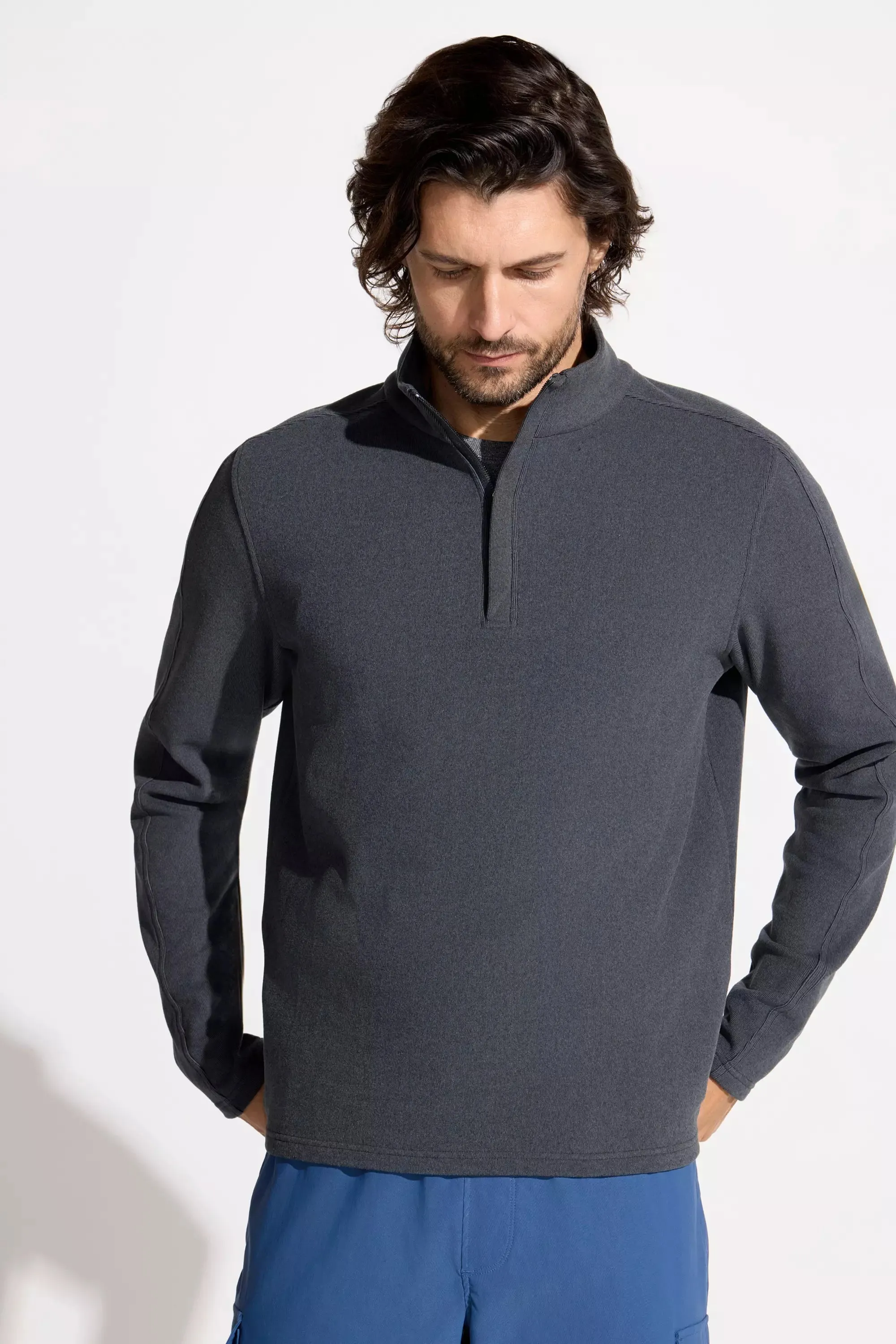 The Soft Stretch GRS Certified Recycled Poly 1/4 Zip - Black sold by Mondetta
