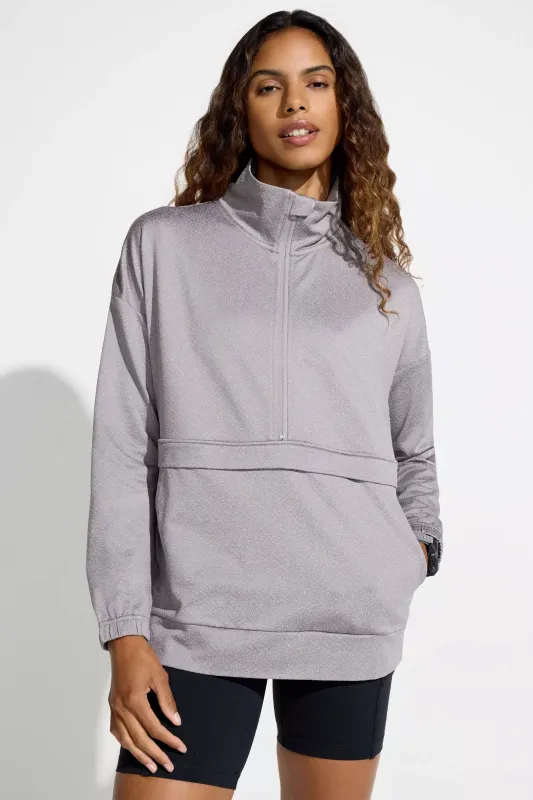 Women’s Jacquard Popover Top - Grey Combo sold by Mondetta