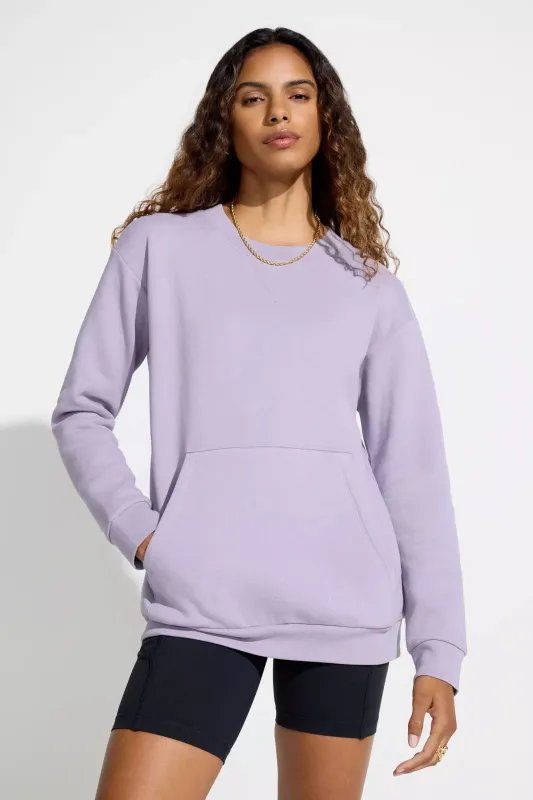 Womens Fleece Crew Neck Top - Purple made by Mondetta