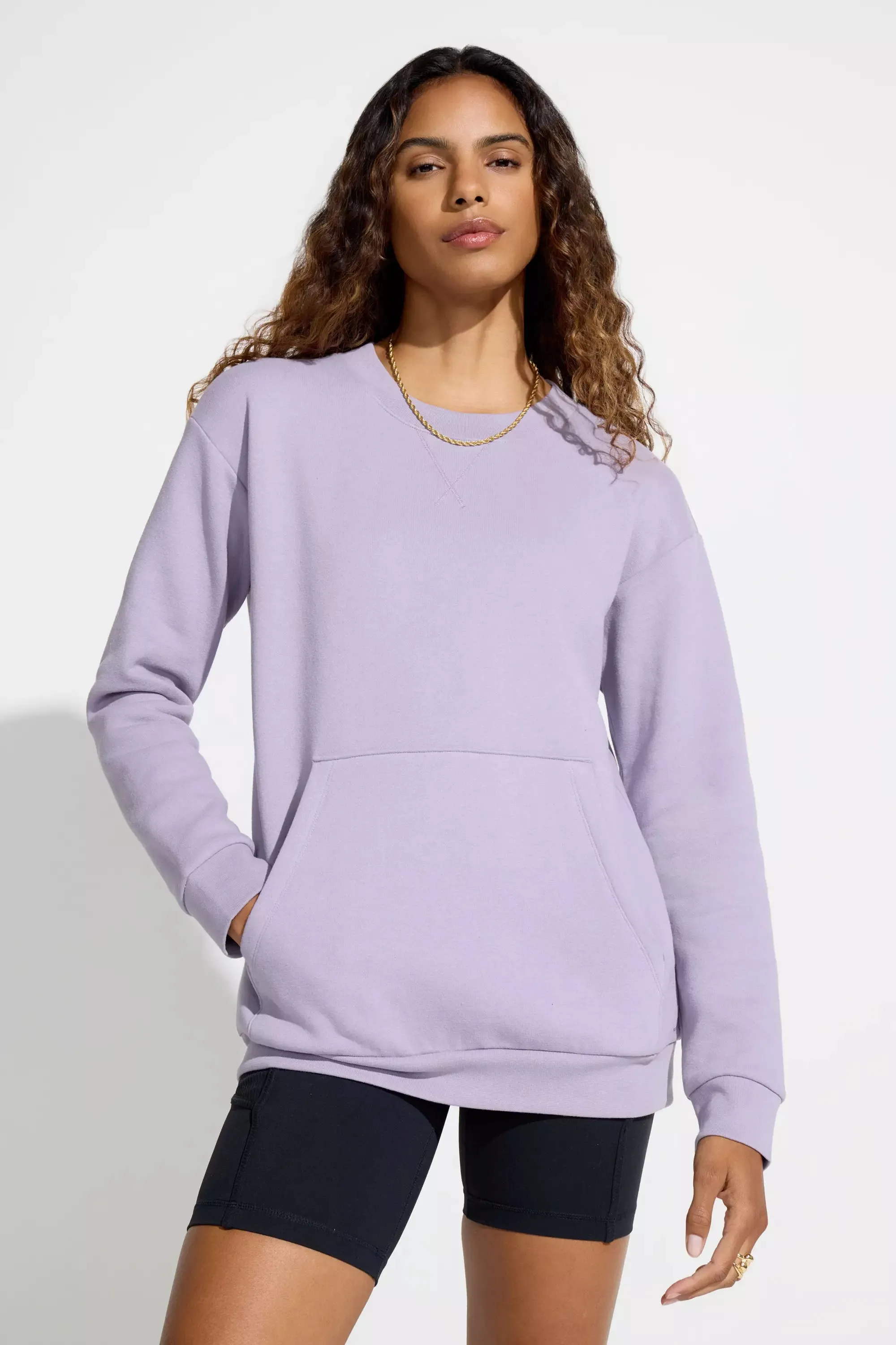 Womens Fleece Crew Neck Top - Purple sold by Mondetta