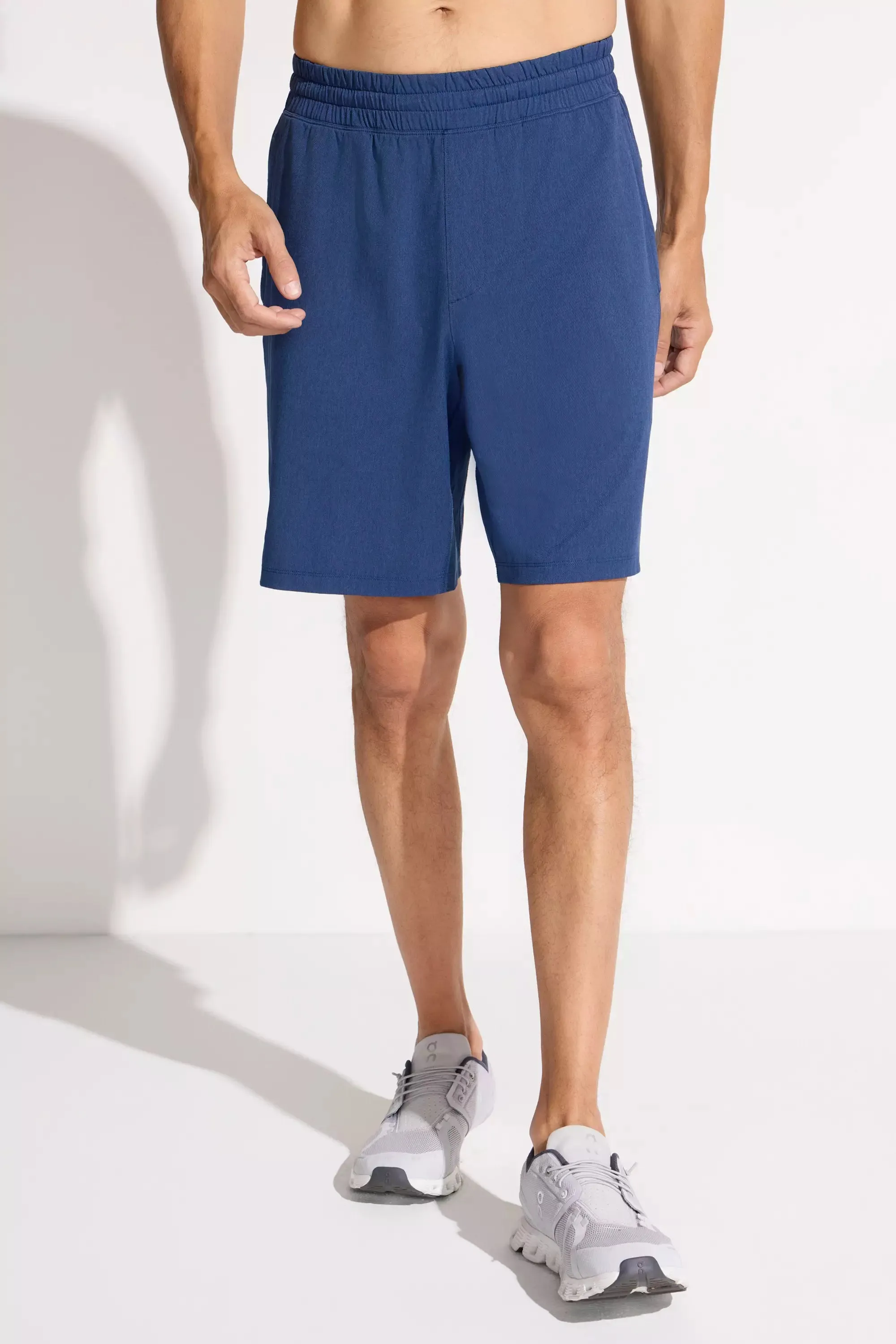 The Active GRS Certified Recycled Poly 9" Twill Short - Sargasso Blue Melange sold by Mondetta