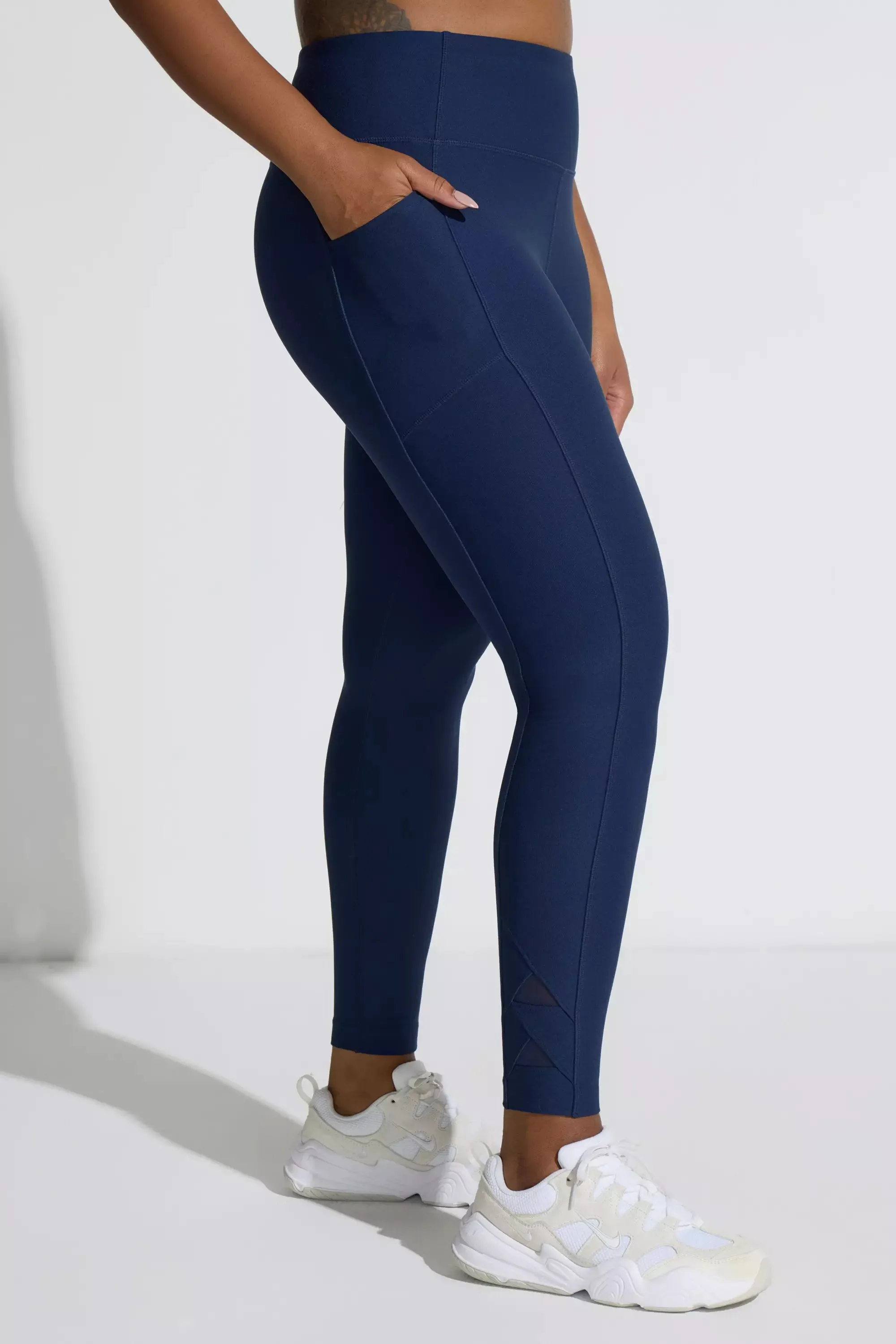 The Active Stretch GRS Certified Recycled Poly Mesh Detail Legging - Deep Navy sold by Mondetta