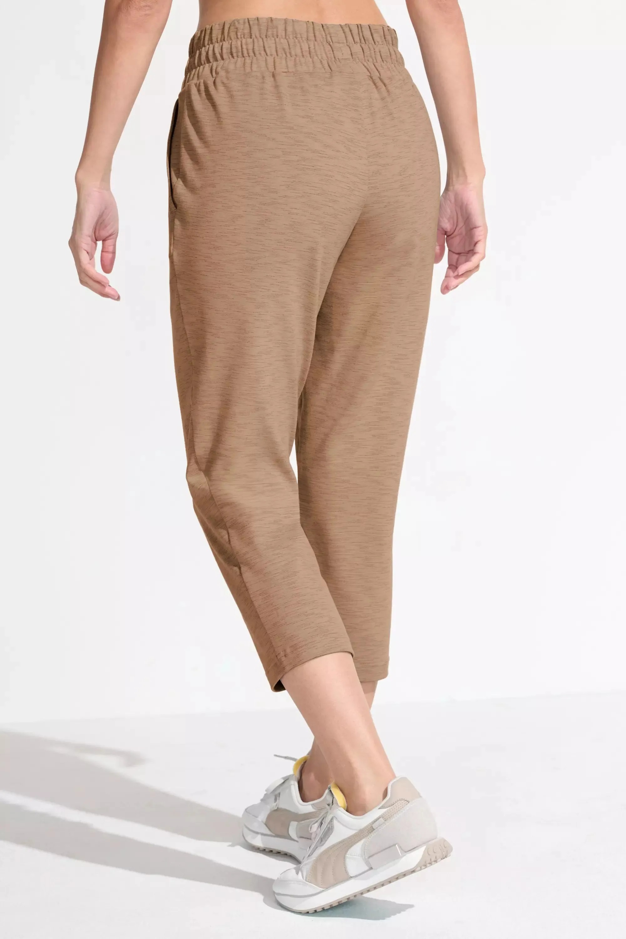 The Soft Stretch GRS Certified Recycled Poly Space Dye Capri Jogger - Brown Combo sold by Mondetta product image thumbnail 3