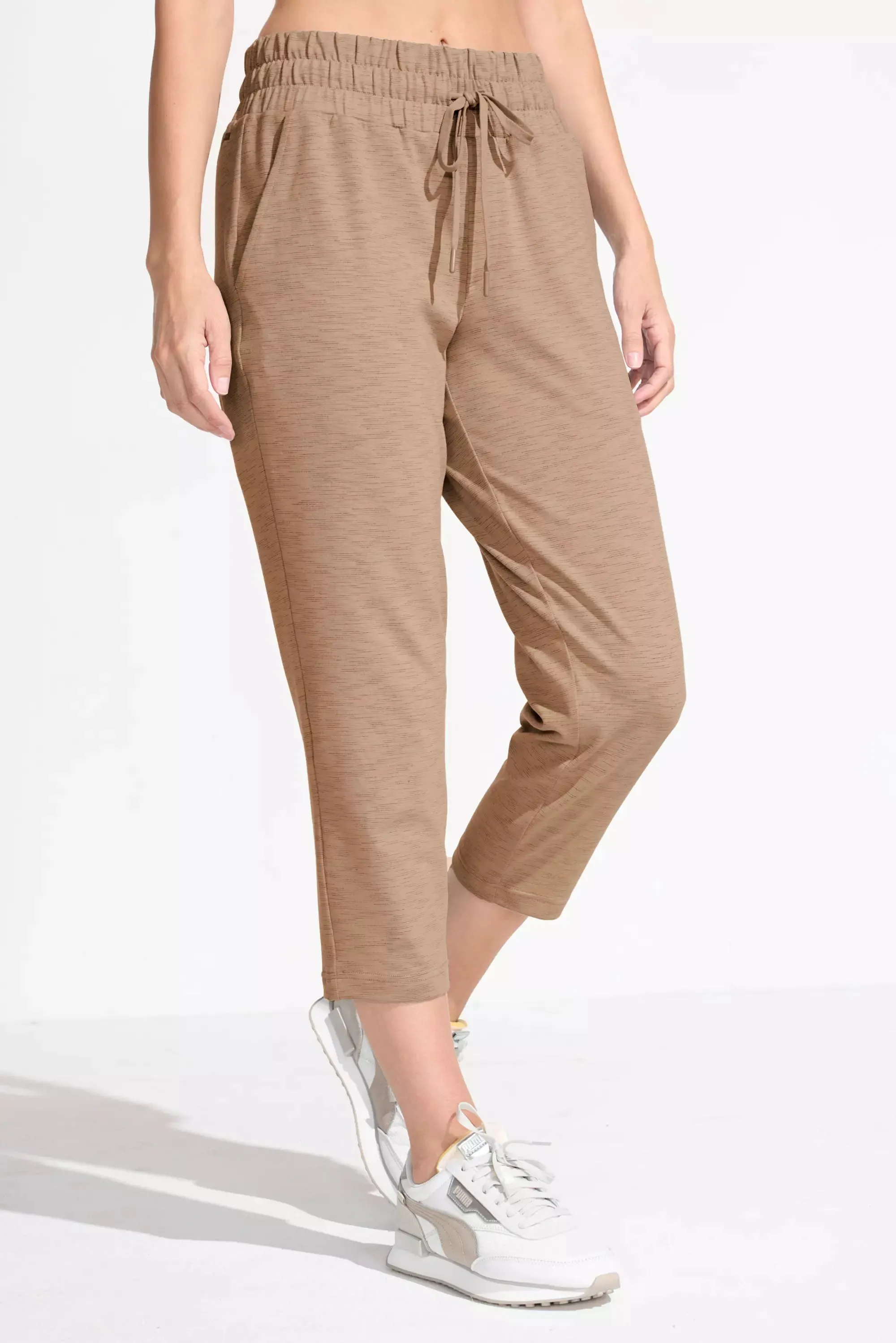 The Soft Stretch GRS Certified Recycled Poly Space Dye Capri Jogger - Brown Combo sold by Mondetta product image thumbnail 2