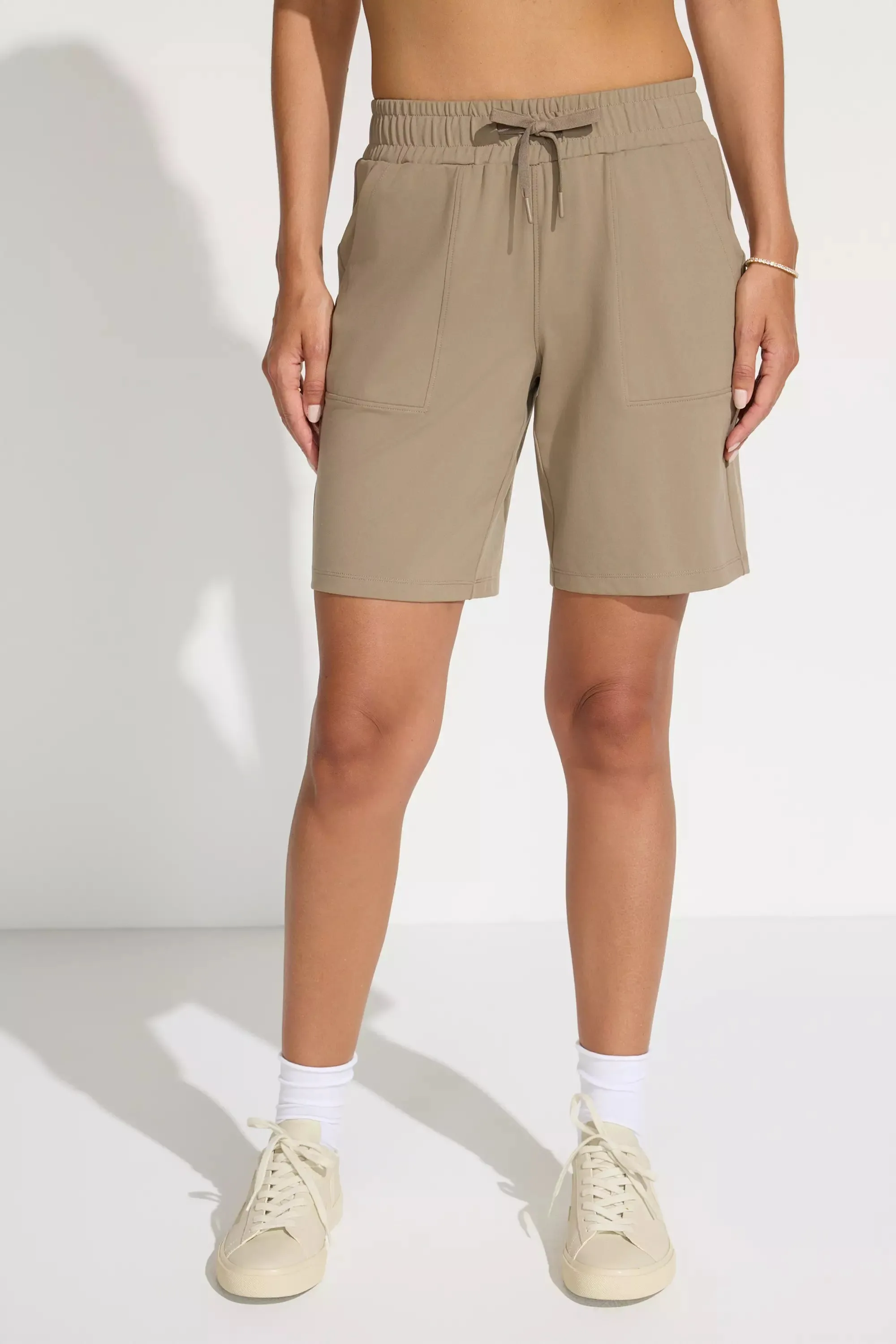 The Soft Stretch GRS Certified Recycled Poly Bermuda Short - Light Brown sold by Mondetta product image thumbnail 2