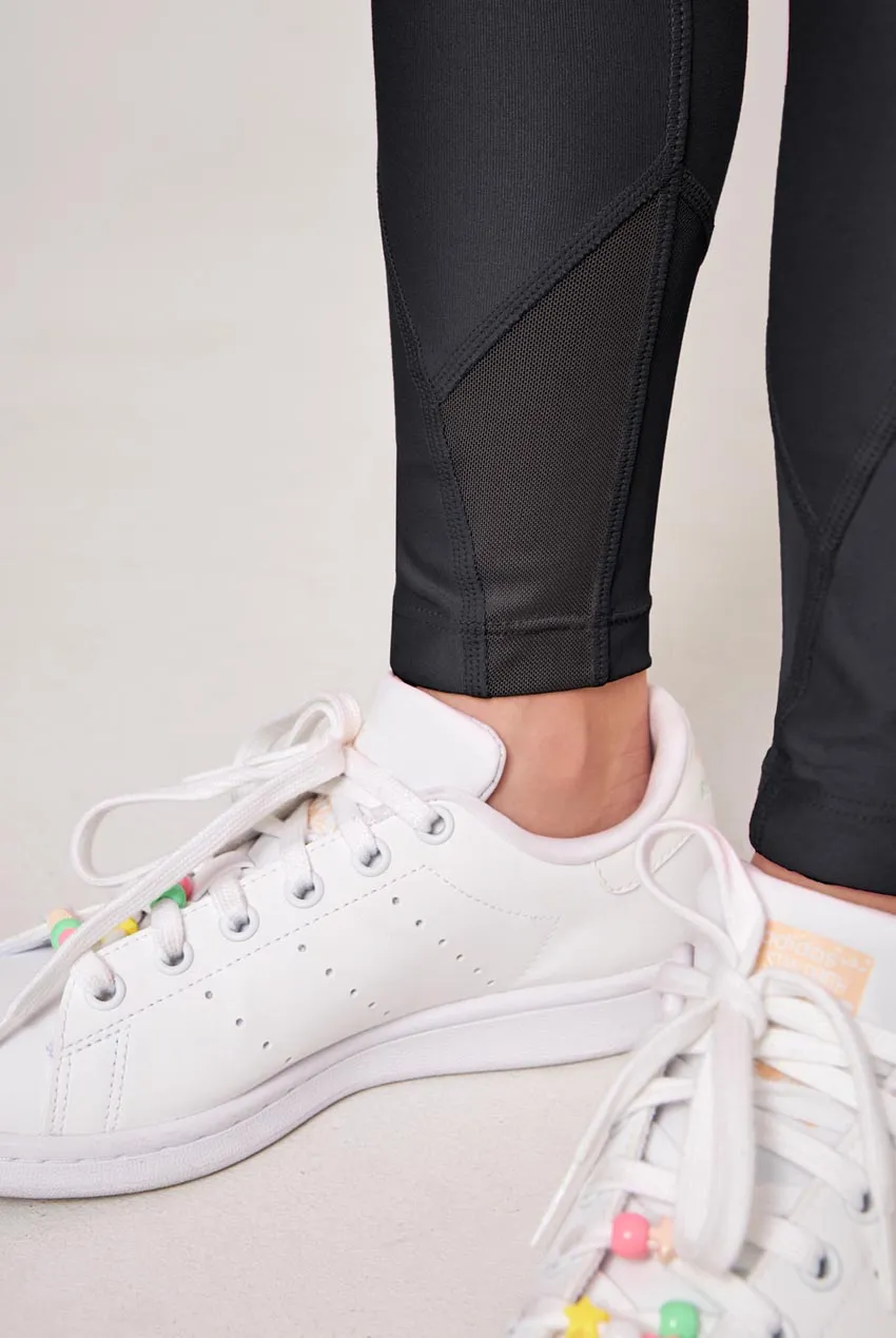 The Girls' Active Soft Stretch GRS Recycled Poly Mesh Detail Legging - Black sold by Mondetta product image thumbnail 4