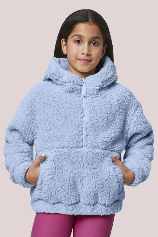 Girls’ Long Sleeve Sherpa Half-Zip Pullover - Blue sold by Mondetta