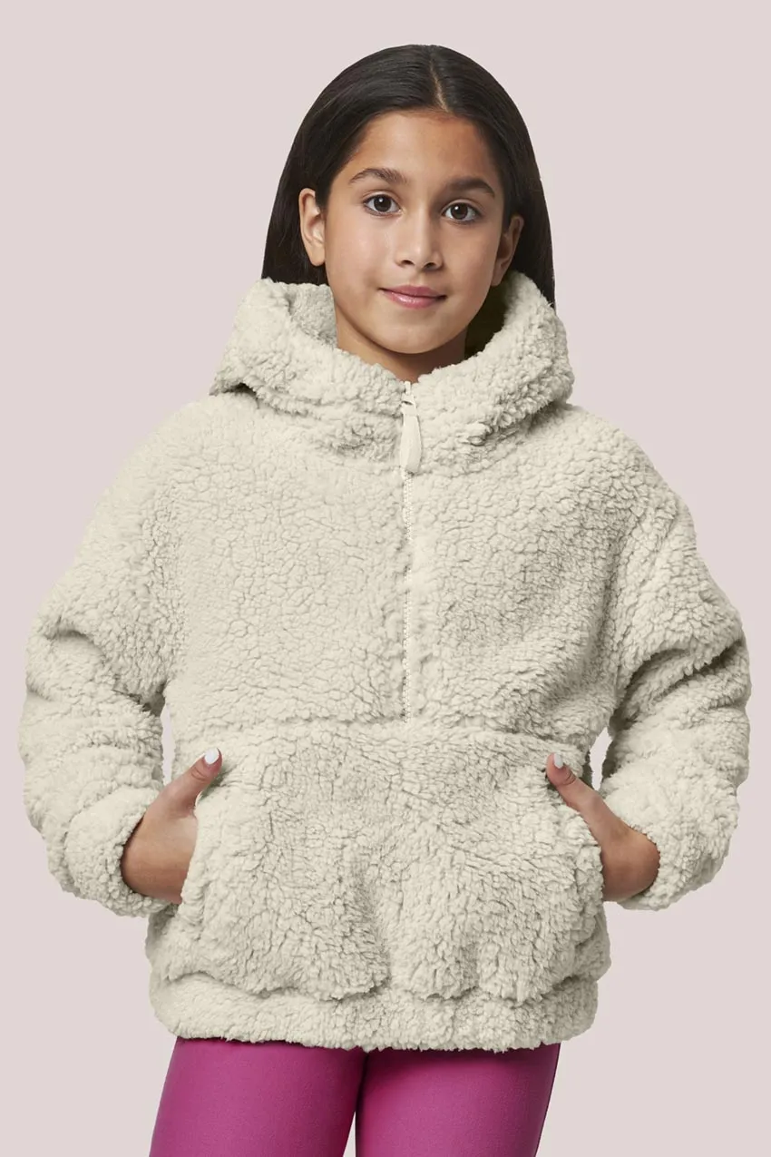 Girls’ Long Sleeve Sherpa Half-Zip Pullover - Beige sold by Mondetta