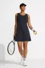The Built-In Bra and Short GRS Certified Recycled Poly Tennis Dress - Black sold by Mondetta